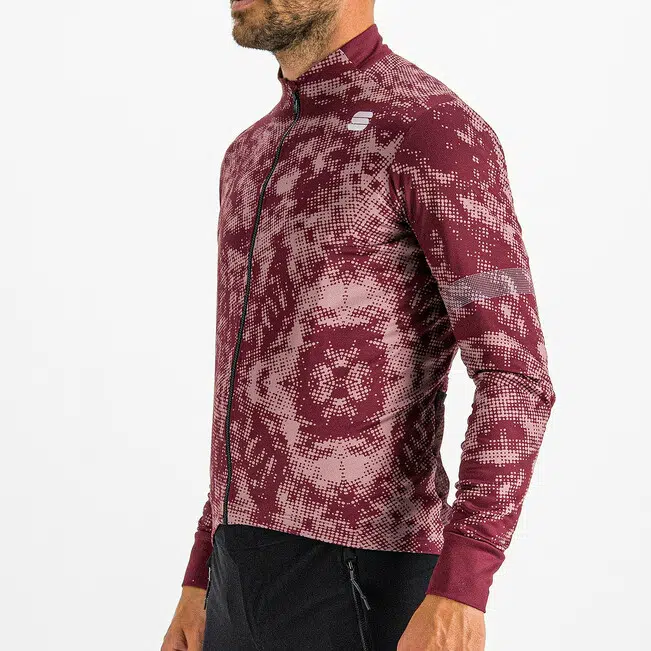 Men's SPORTFUL Escape Supergiara thermal jersey beetle black and red wine red rumba