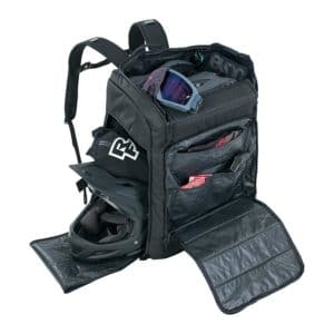 EVOC Gear Backpack 60 black open with MTB gear inside