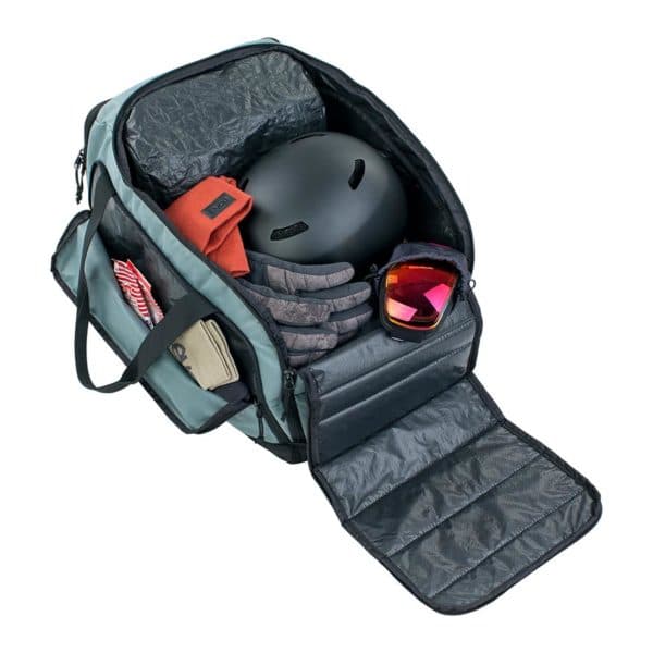 EVOC Gear Bag 35 stone open with ski gear