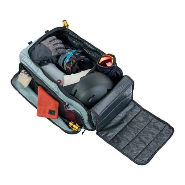 EVOC Gear Bag 55 Steel with ski gear