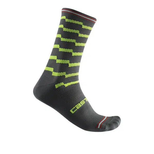 Castelli Unlimited 18 Sock Dark Gray Electric Lime