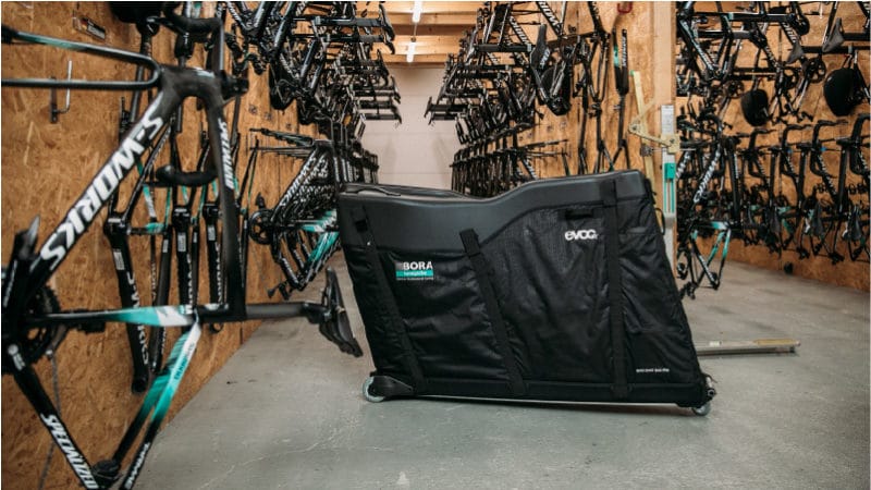 Traveling with a bike Bora-Hansgrohe style with EVOC travel case