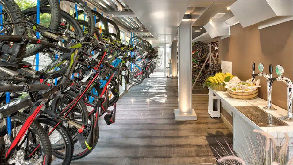 Italy Bike Hotel with bikes hanging indoors