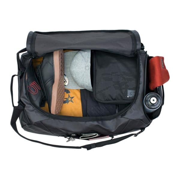 EVOC Duffle Bag 60 black top view with gear