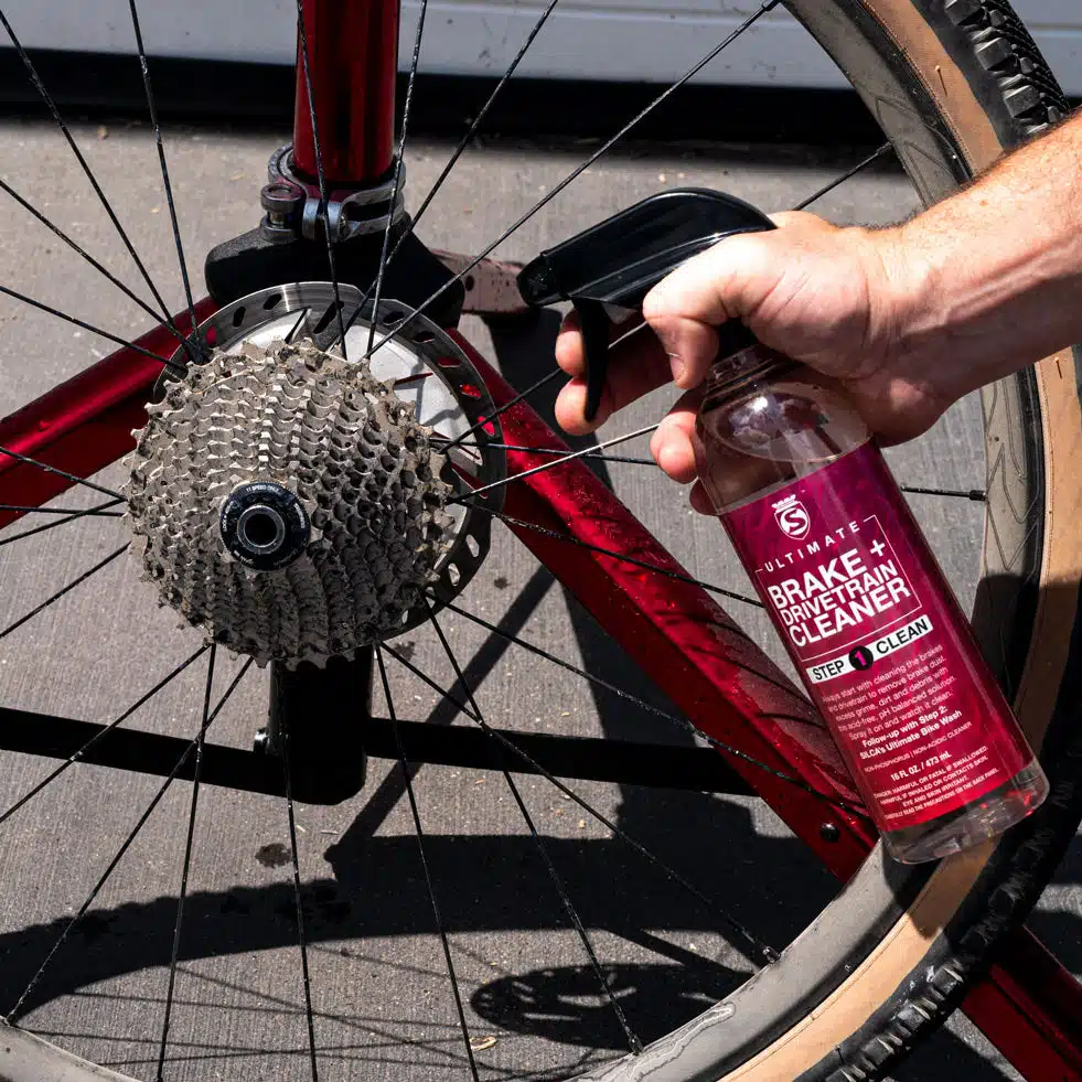 SILCA Bike Care Spa Collection - Step 1: Ultimate Brake and Drivetrain Cleaner Action Shot