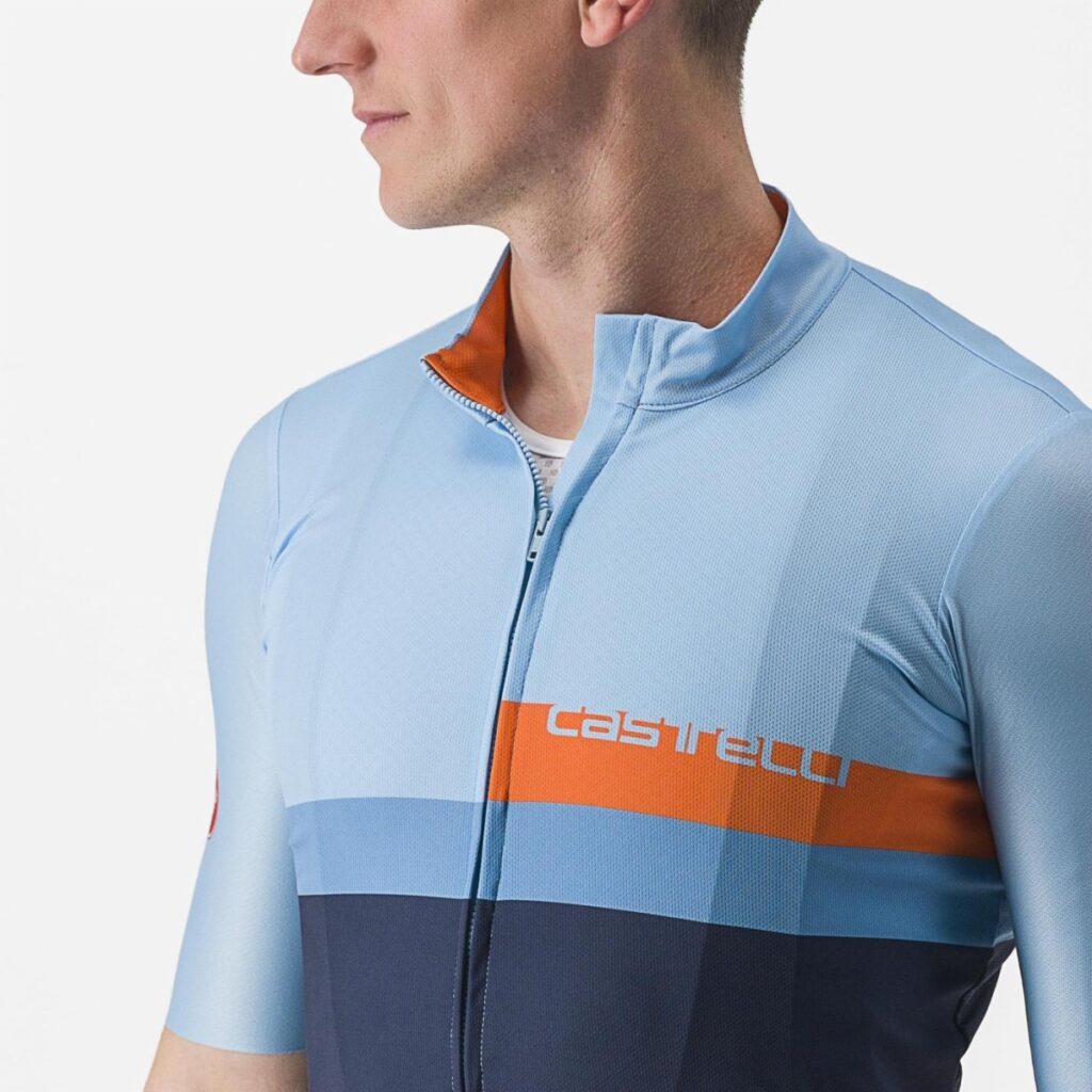 Castelli A Blocco Jersey baby blue close up of chest