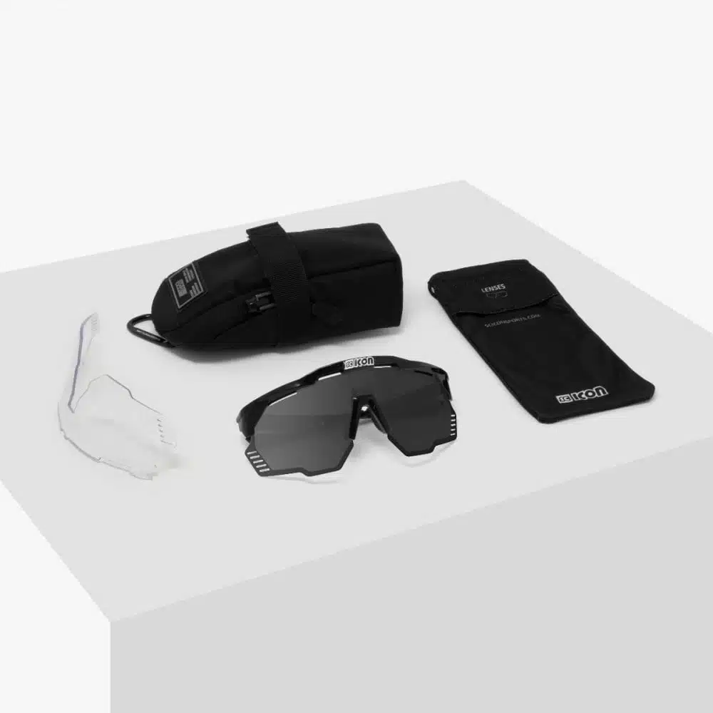 Scicon Aeroshade Kunken Sunglasses Cyrstal Multimirror Silver on table