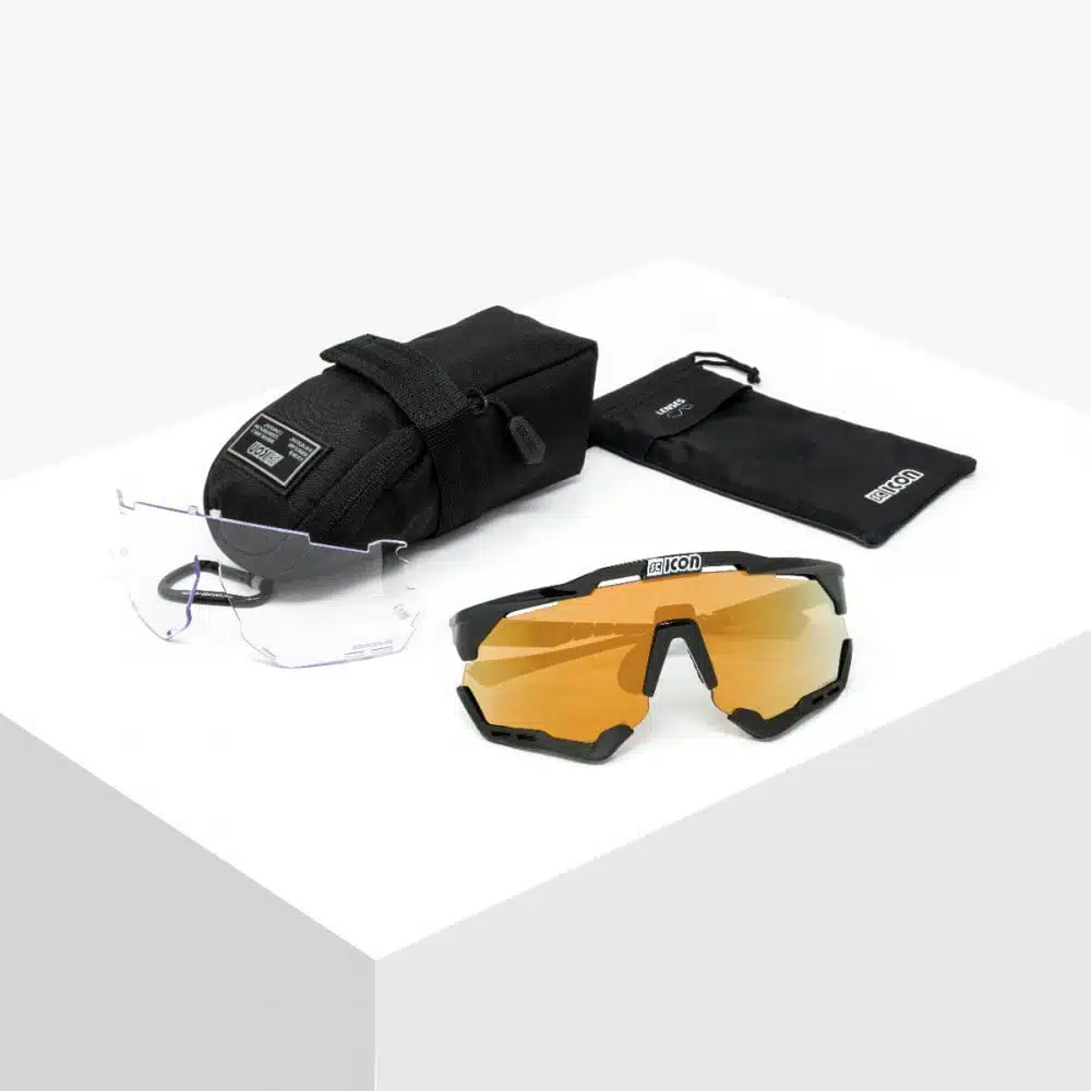 Scicon Aeroshade XL Sunglasses Black Multimirror bronze on table