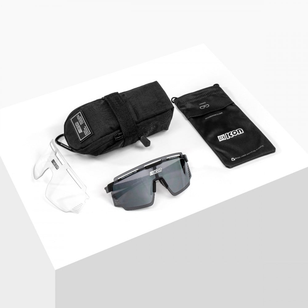 Scicon Aerowatt Sunglasses Black Multimirror Silver on table