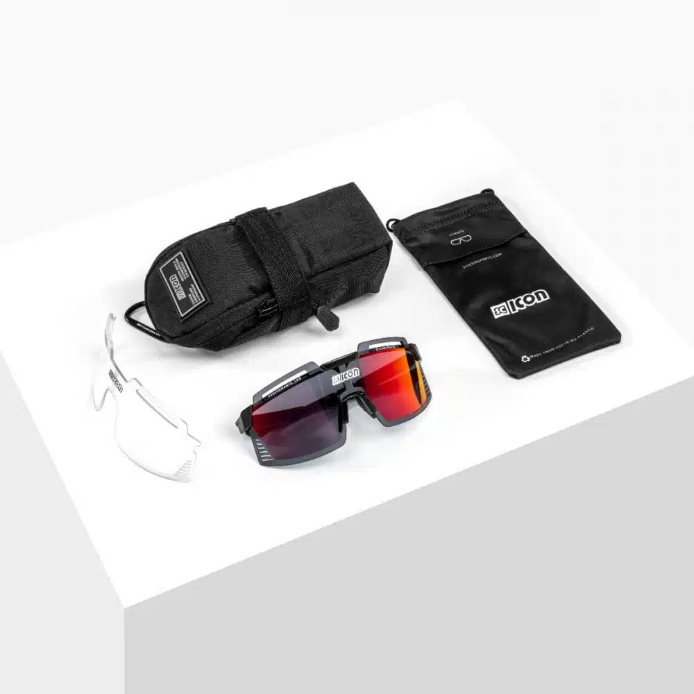 Scicon Aerowatt Foza Sunglasses Crystal Multimirror Red on table