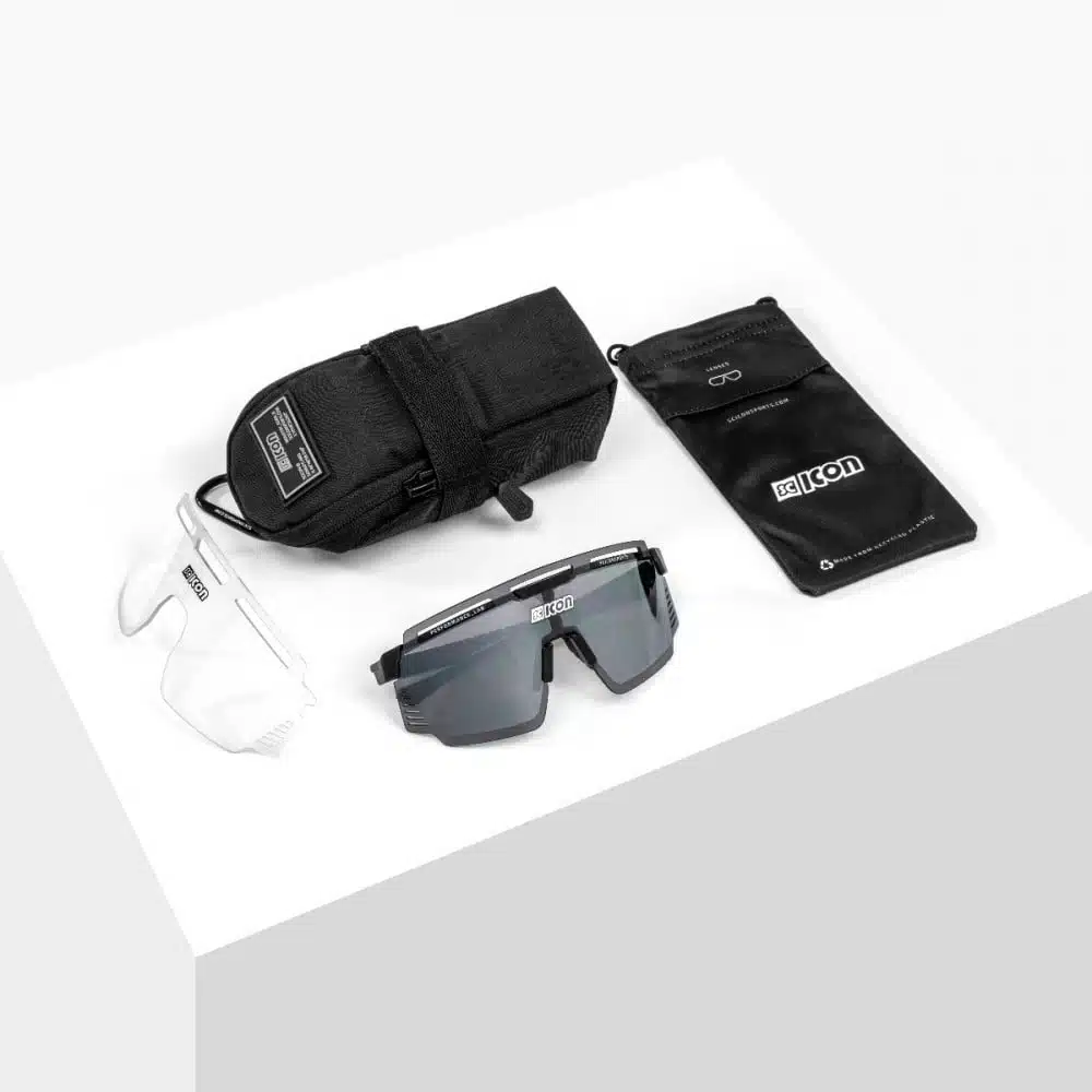 Scicon Aerowatt Sunglasses White Gloss Multimirror Silver on table