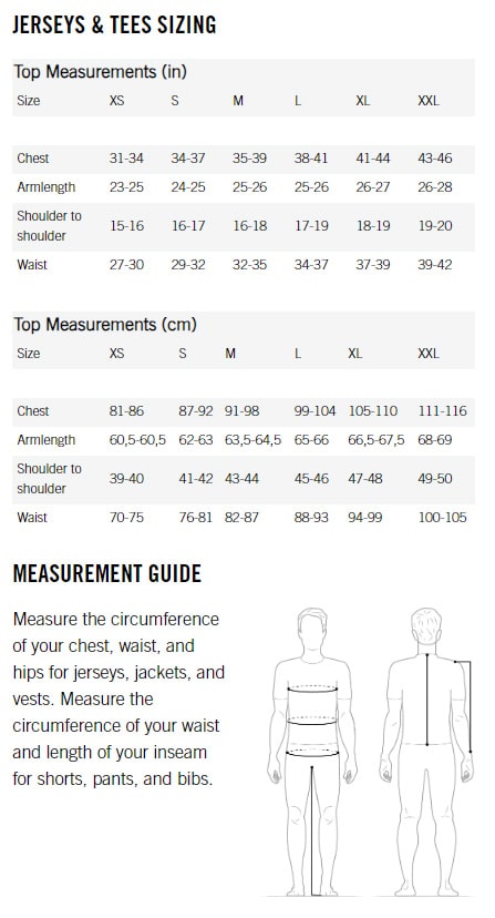 Poc Men's Jersey Size Chart