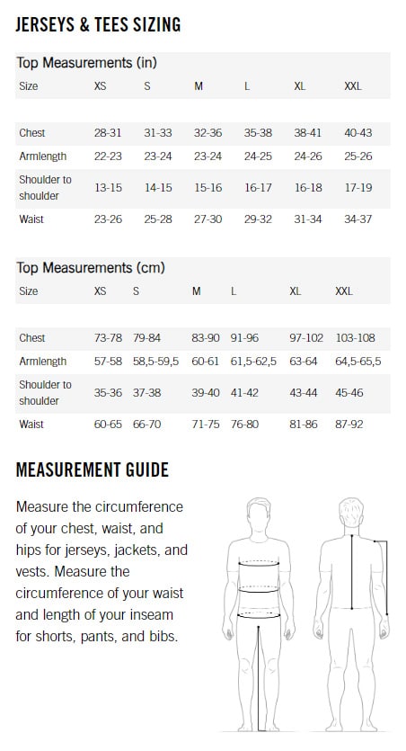 Poc Women's Size Chart Jersey