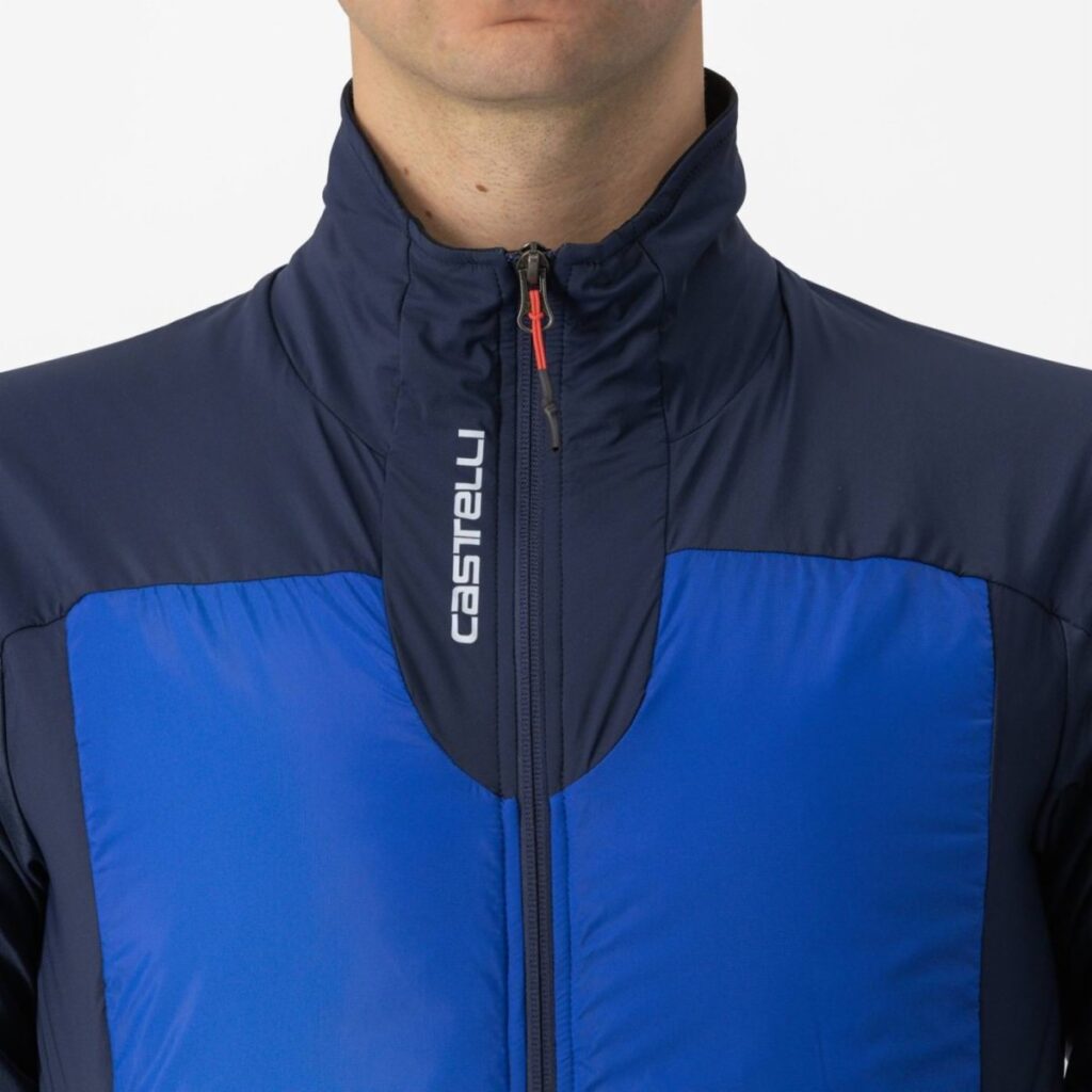 Castelli Fly Thermal Jacket Blue close up of collar