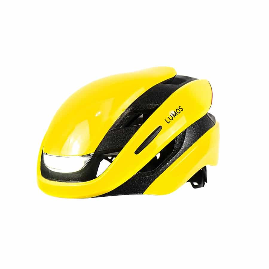 Lumos Ultra Mips Helmet Raincoat Yellow front angle
