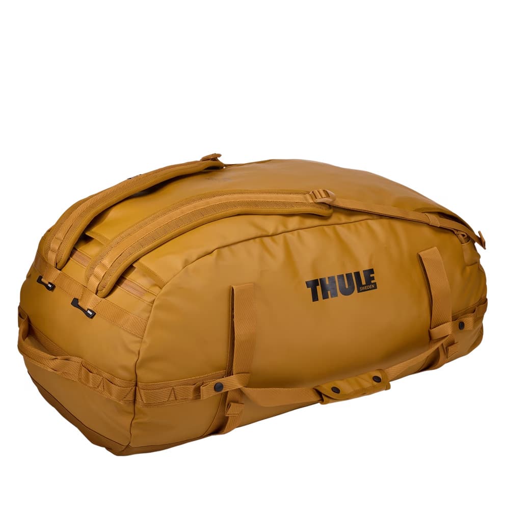 Thule Chasm Duffel 90L Golden Brown strap side