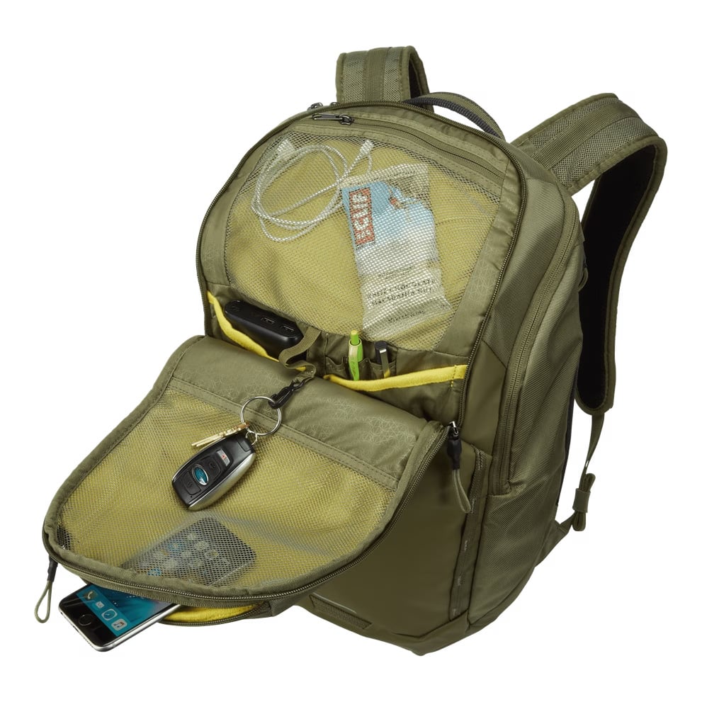 Thule Chasm Backpack 26L Olive with clif bar