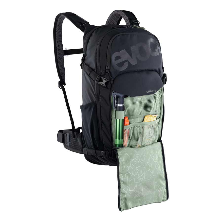 EVOC Stage 18 Backpack black front flap open