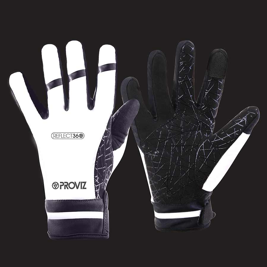 Proviz Reflect360 Waterproof Cycling Gloves Grey showing reflective capability