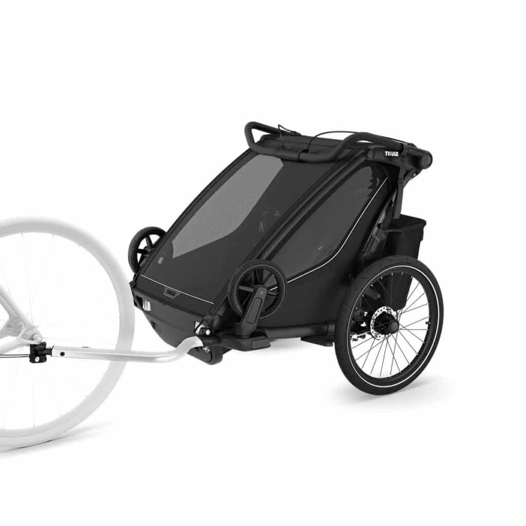 THULE Chariot Sport 2 Double Black attached to bike