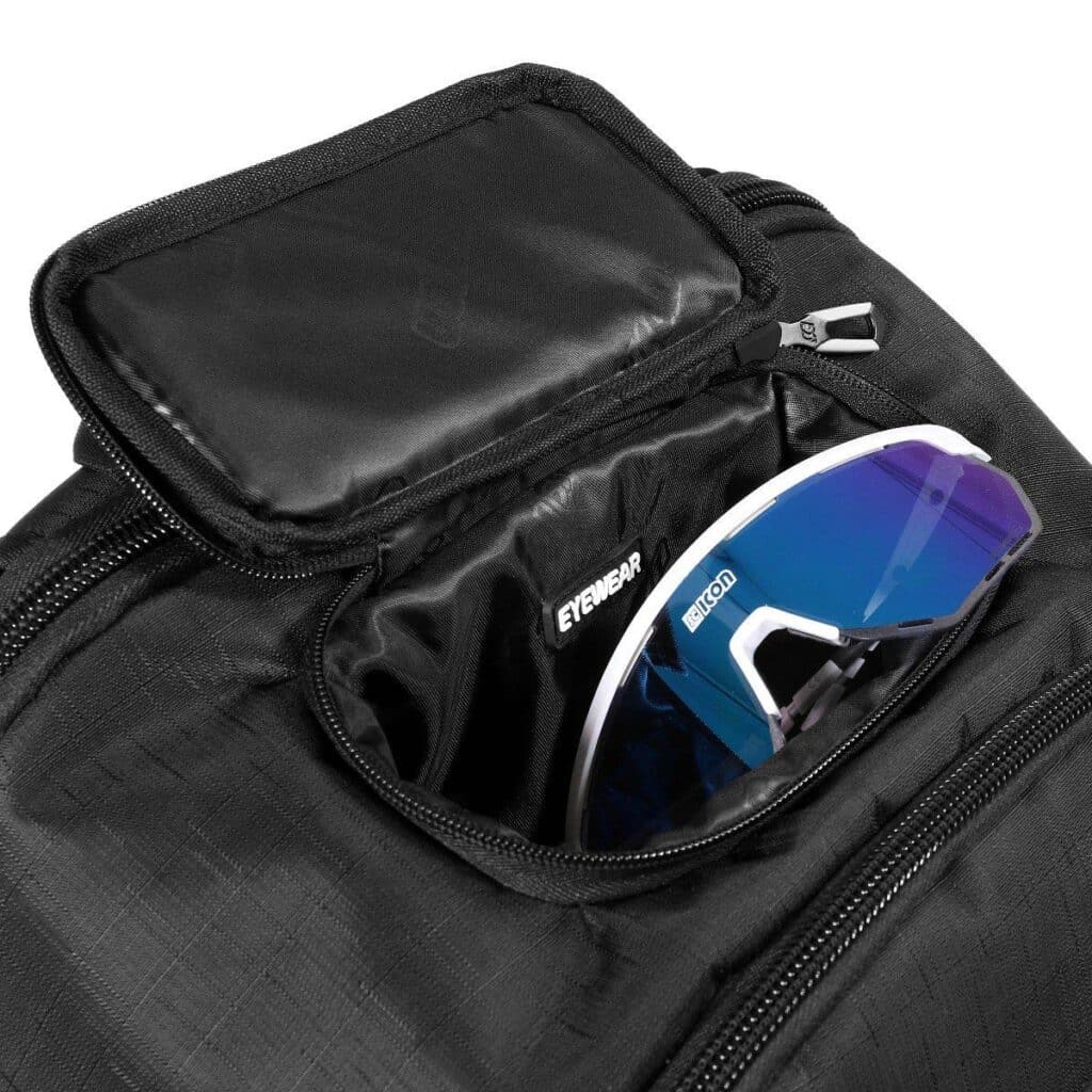 SCICON Backpack Pro 35L black sunglasses in eyewear pocket