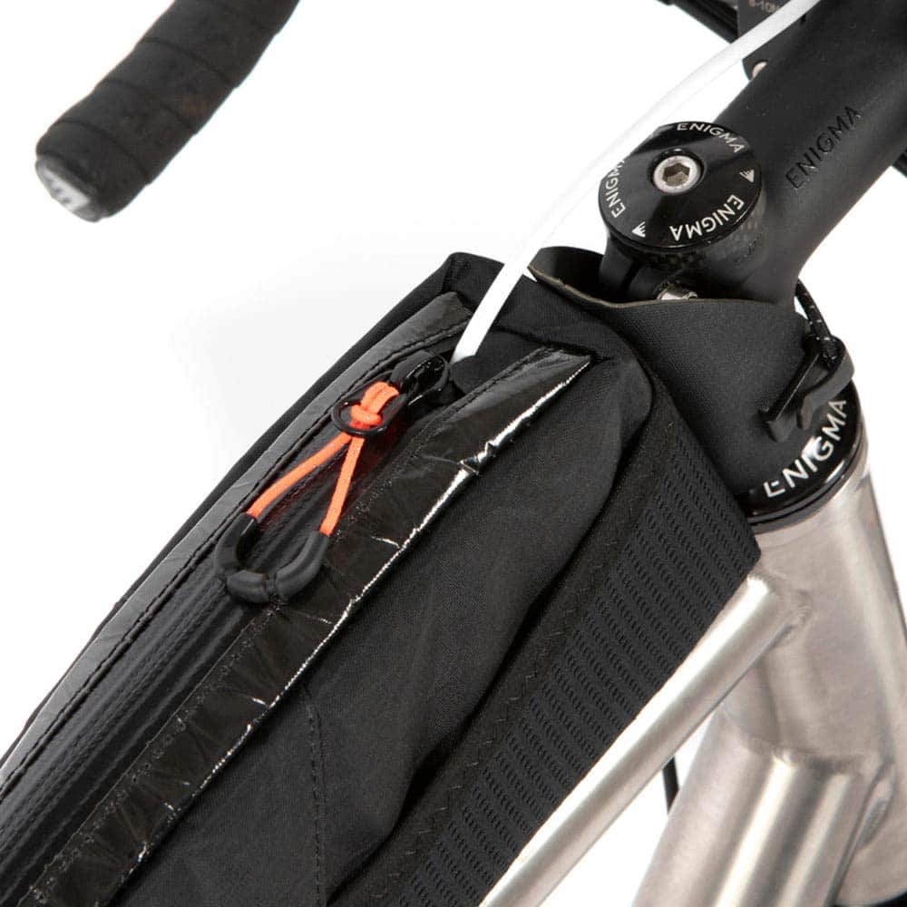 RESTRAP Race Top Tube Bag - Long top view of zipper up-close