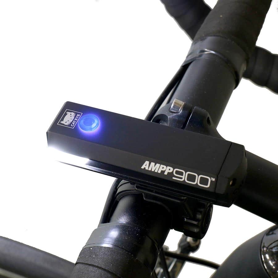 Light attached to the handlebar of the bike