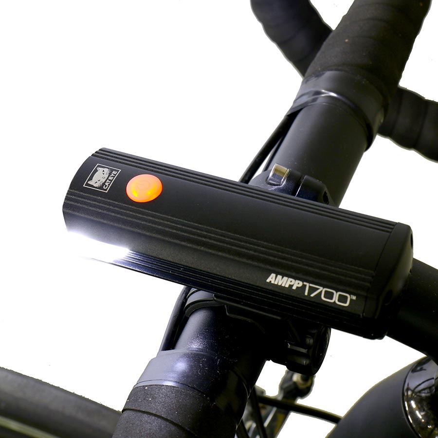 Cateye AMPP 1700 Front Light on a handlebar