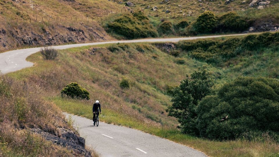 Cyclist riding on on the road