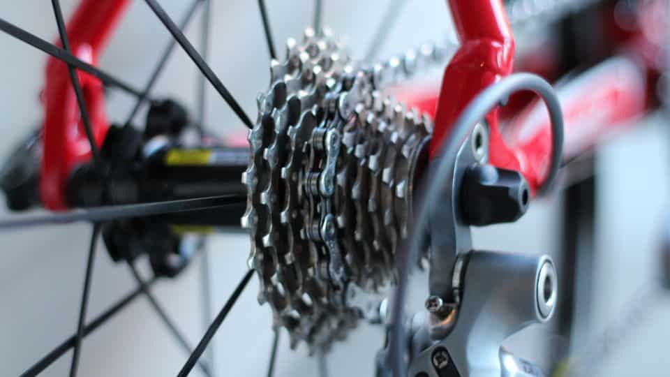 photo of a cassette on a bike