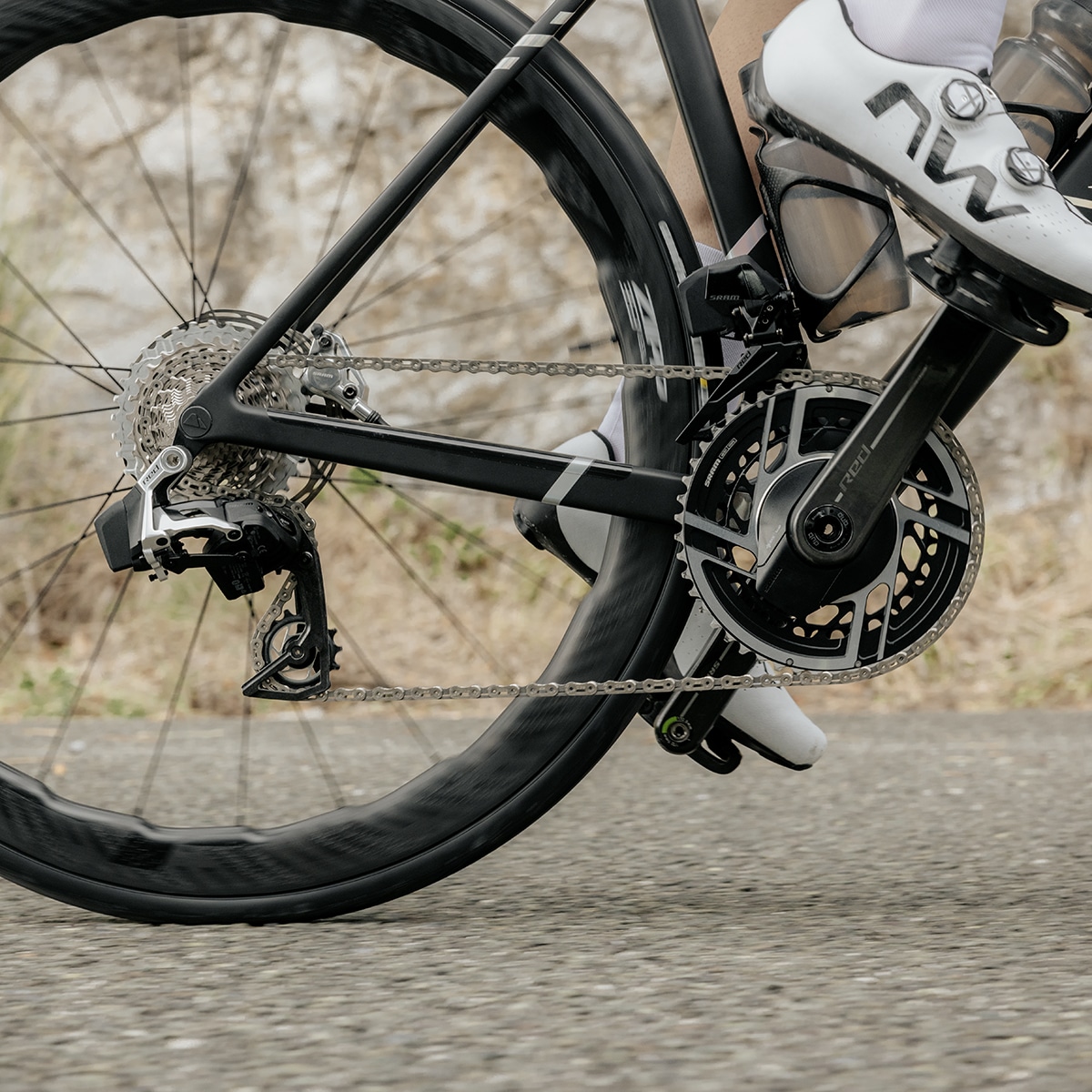 a bike with sram red axs on it