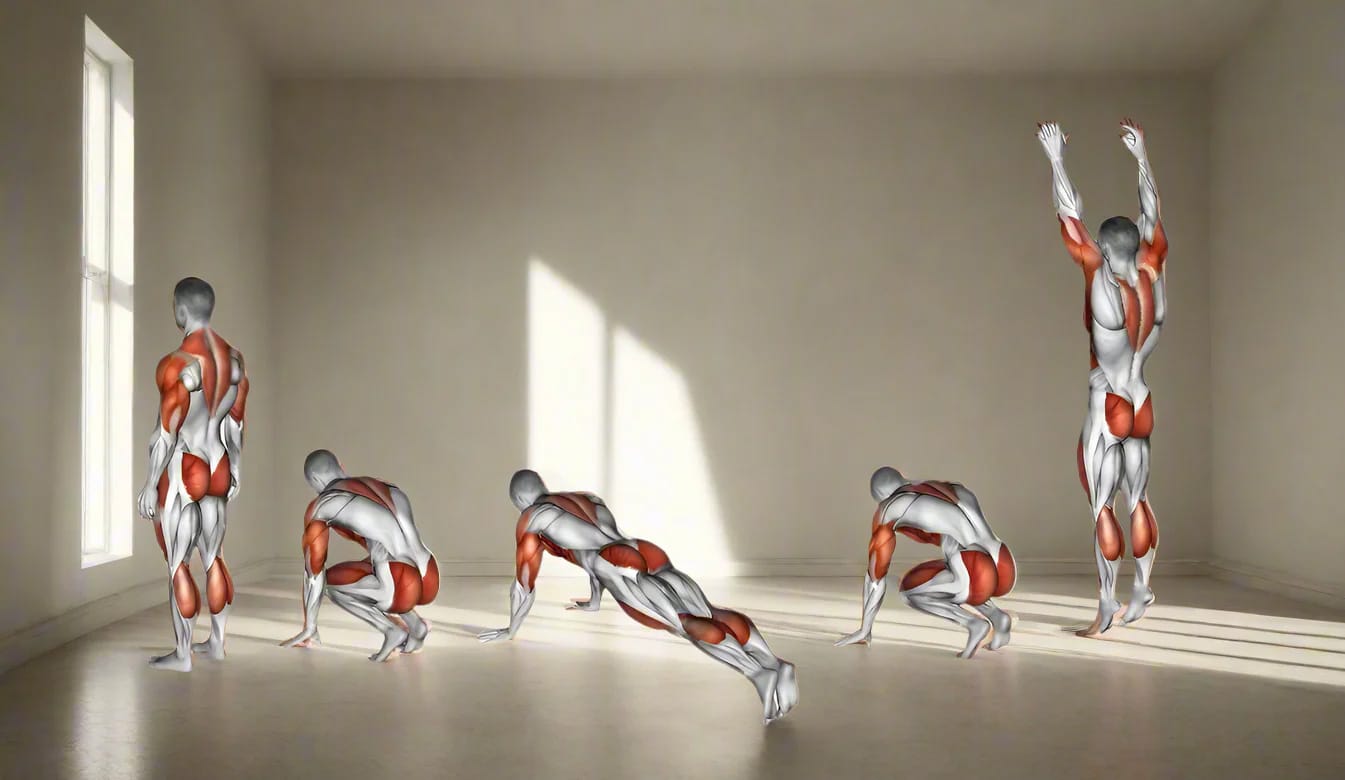 Demonstration of burpee for cycling weight training