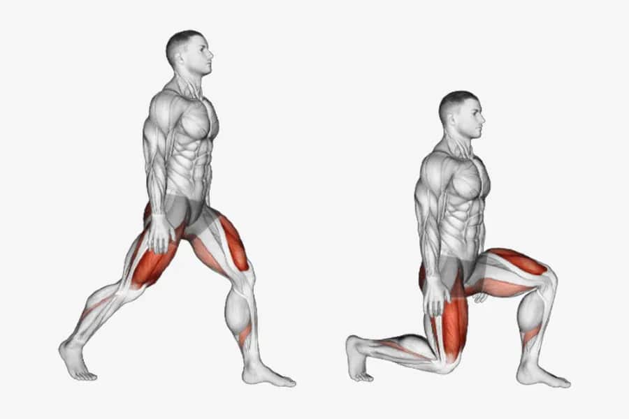 Demonstration of a lunge for cycling weight training
