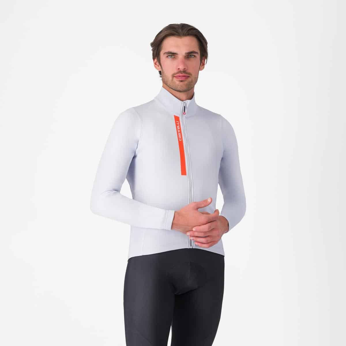 Castelli Entrata Thermal Jersey Silver Grey/Brilliant Orange