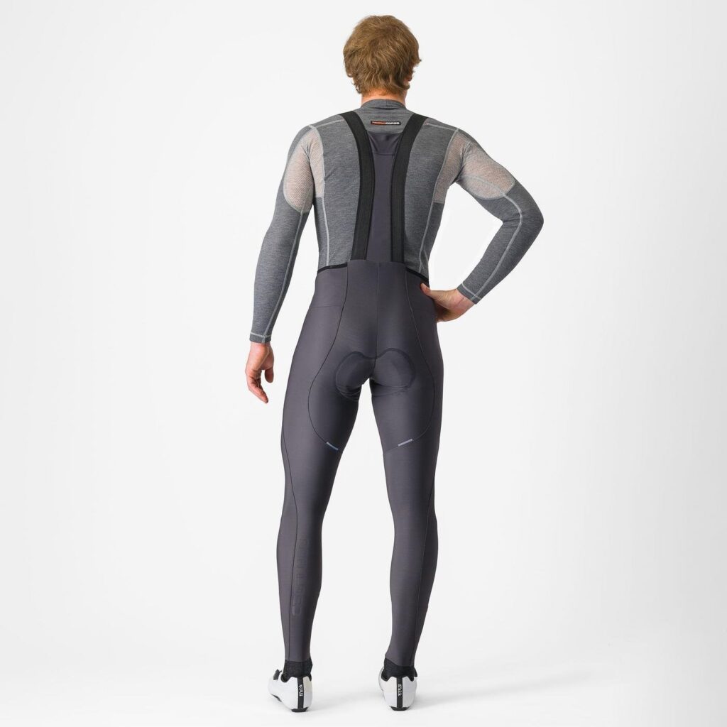 Castelli Espresso Bibtight Dark Gray rear with base