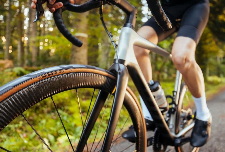 Michelin Pro 5 TLR Road Bike Tire on a bike