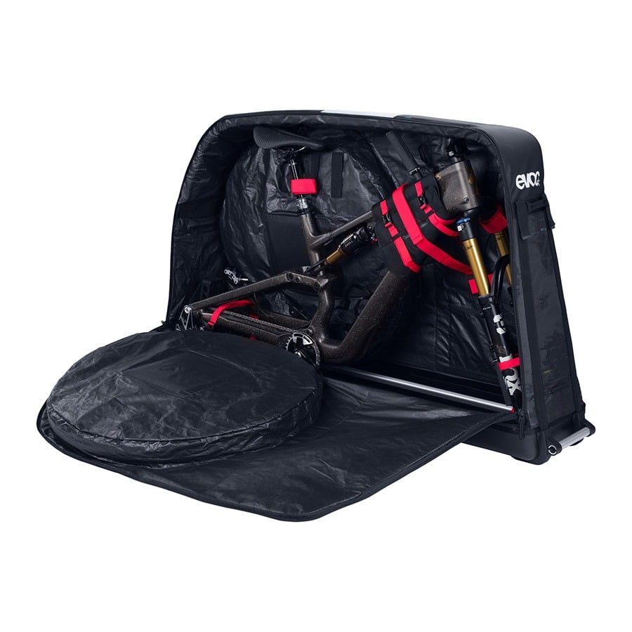 EVOC Bike Bag Pro multicolour open with mountain bike