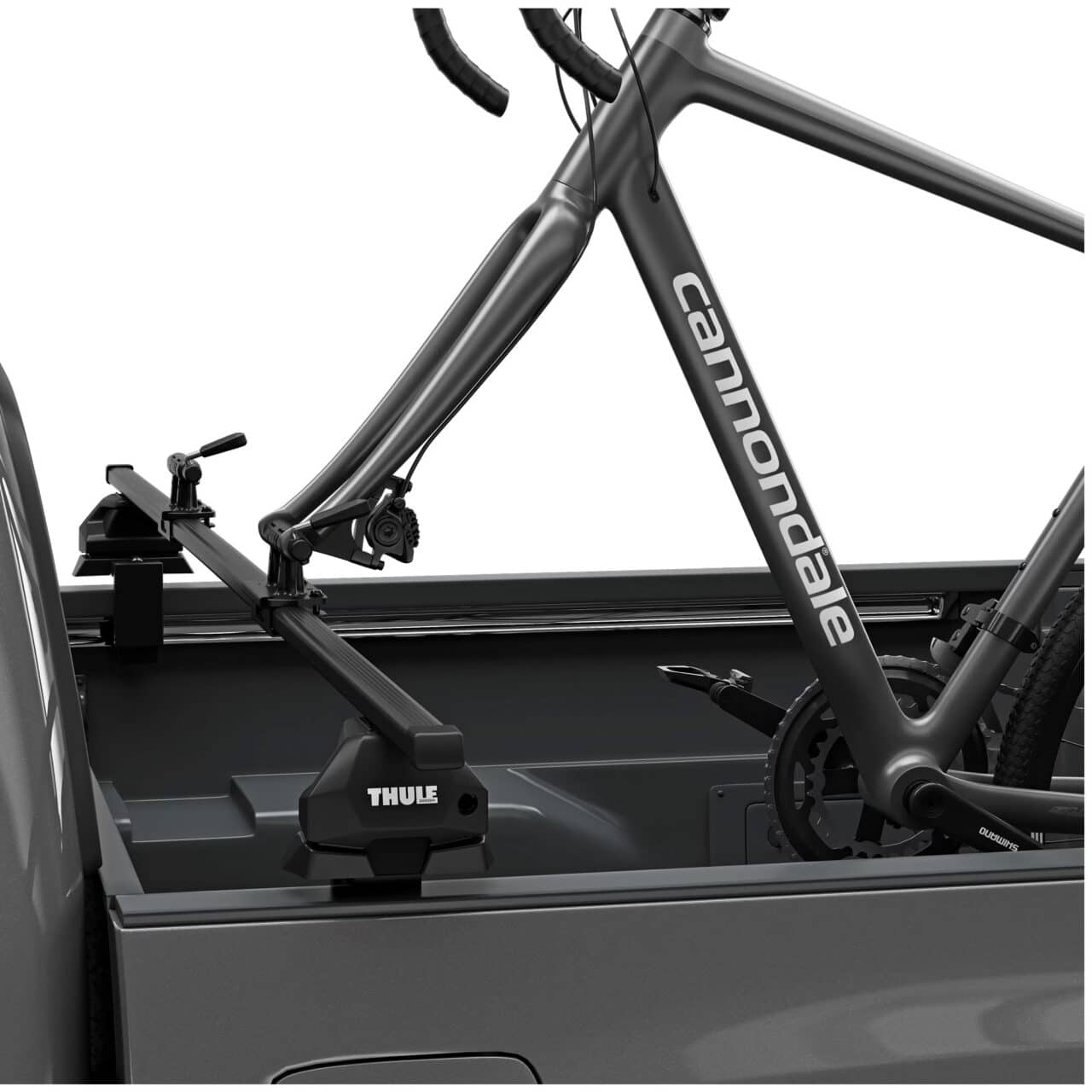 Thule Bed Rider Pro Bike Rack close up of bike on truck