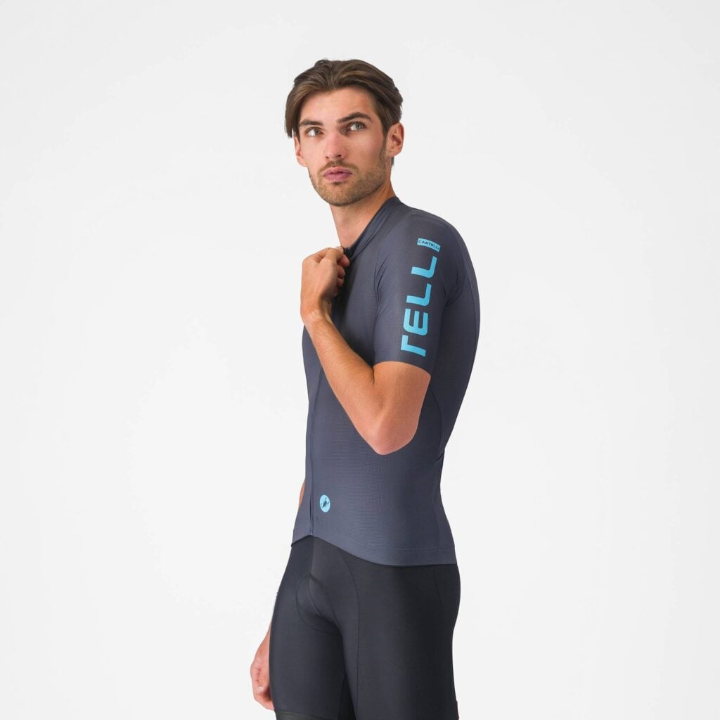 CASTELLI Entrata Apex Jersey Twilight Blue/Neon Cobalt (left sleeve)