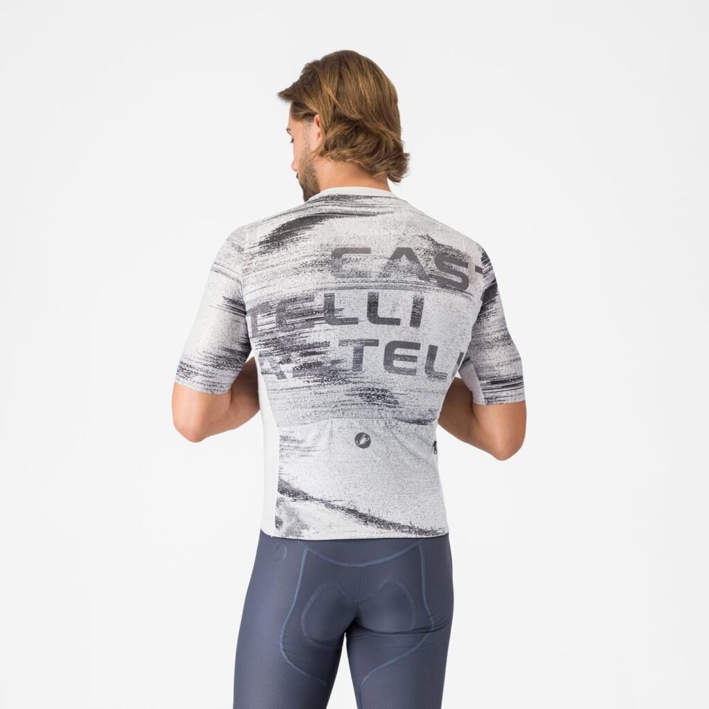 CASTELLI Stratus Logo Jersey White/Smoky Gray (back)