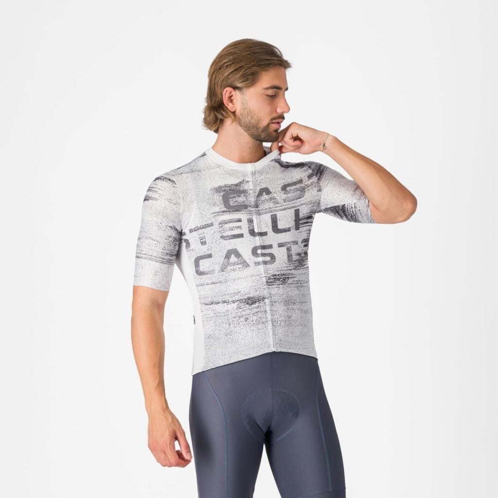 CASTELLI Stratus Logo Jersey White/Smoky Gray (chest)
