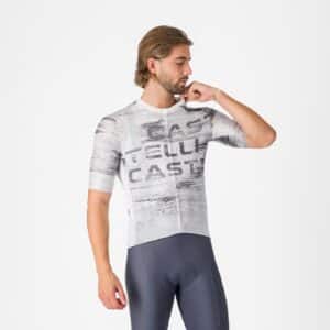 CASTELLI Stratus Logo Jersey White/Smoky Gray (chest)