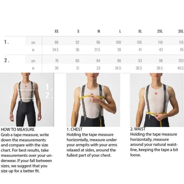 Castelli Size Chart