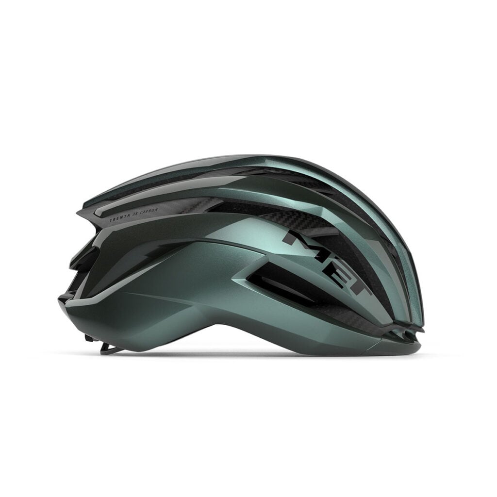 MET Trenta 3K Carbon MIPS Helmet Hyper Teal side profile