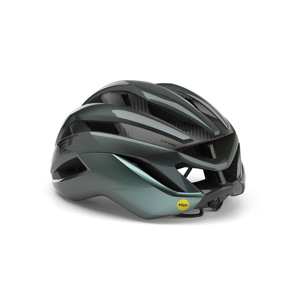 MET Trenta 3K Carbon MIPS Helmet Hyper Teal rear angle