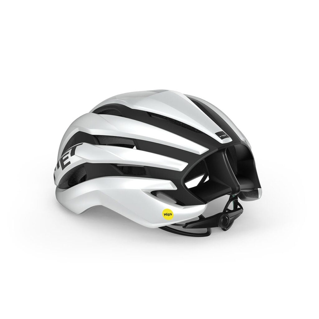 MET Trenta MIPS Helmet White Black rear angle