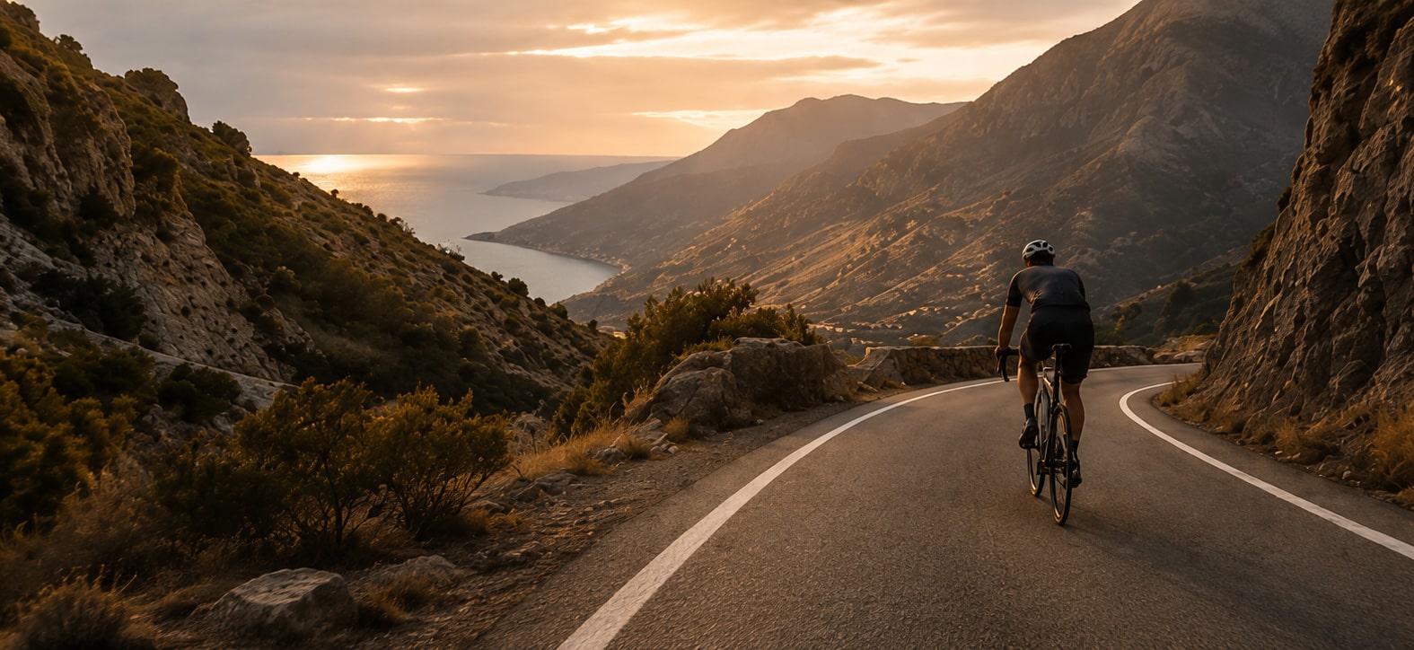 Descending on a bike through the moutains