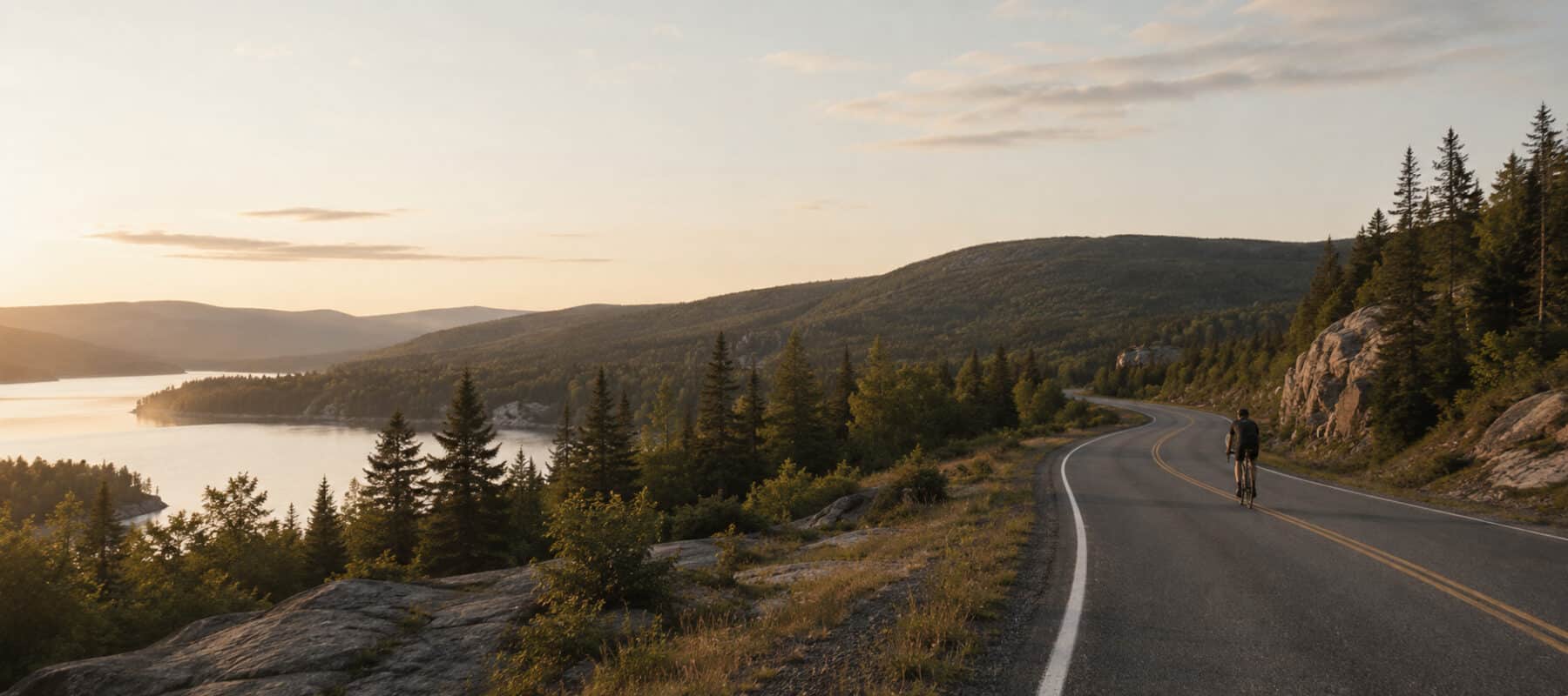 Rider beside a lake in Canada